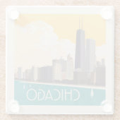 Chicago | Moderne skyline Glazen Onderzetter (Achterkant)