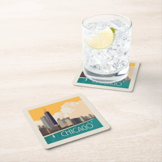 Chicago | Moderne skyline Kartonnen Onderzetters (Insitu)