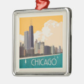 Chicago | Moderne skyline Metalen Ornament (Links)