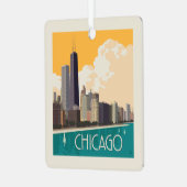 Chicago | Moderne skyline Metalen Ornament (Voorkant links)