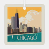 Chicago | Moderne skyline Metalen Ornament (Achterkant)