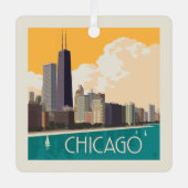 Chicago | Moderne skyline Metalen Ornament (Voorkant)