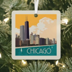 Chicago   Moderne skyline Metalen Ornament