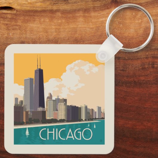 Chicago | Moderne skyline Sleutelhanger (Achterkant)