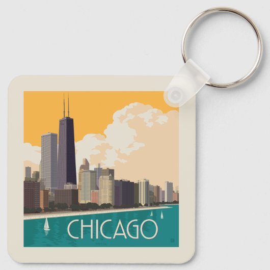 Chicago | Moderne skyline Sleutelhanger (Achterkant)