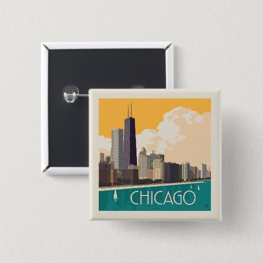 Chicago | Moderne skyline Vierkante Button 5,1 Cm (Voorkant /achterkant)