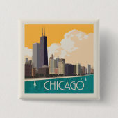 Chicago | Moderne skyline Vierkante Button 5,1 Cm (Voorkant)