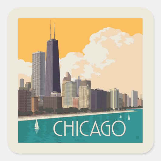 Chicago | Moderne skyline Vierkante Sticker (Voorkant)