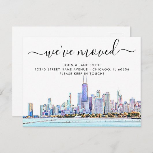 Chicago Moving Announcement Briefkaart (Voorkant / Achterkant)