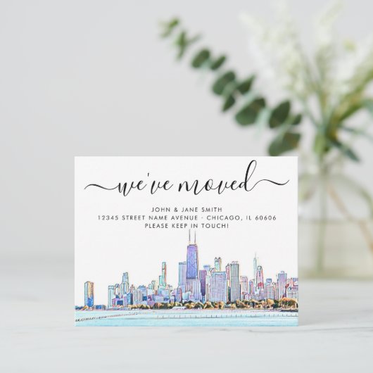 Chicago Moving Announcement Briefkaart (Staand voorkant)