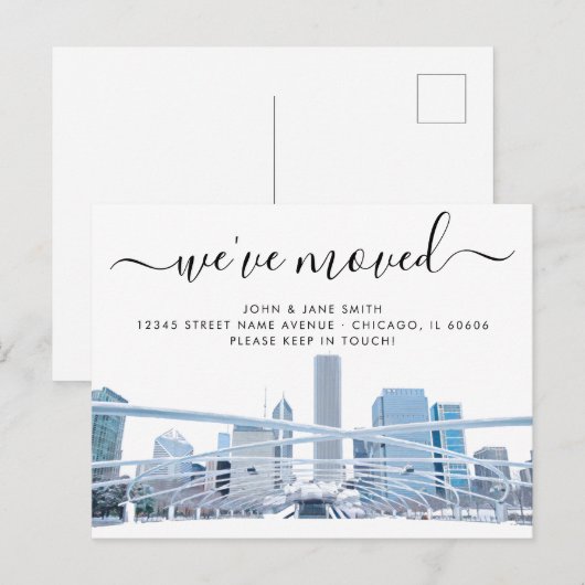 Chicago Moving Announcement Briefkaart (Voorkant / Achterkant)