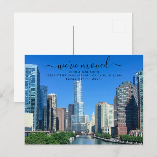 Chicago Moving Announcement Briefkaart (Voorkant / Achterkant)