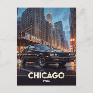 Chicago Nacht Straatkultuur 1986 Illinois Briefkaart