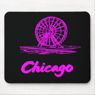 Chicago Navy Pier Reuzenrad Neon Roze Muismat