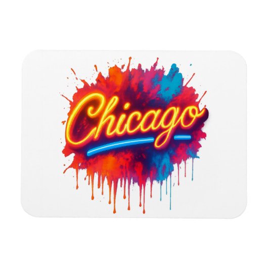 Chicago Neon Street Art Splash Magneet (Horizontaal)