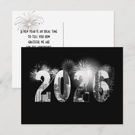 Chicago Nieuwjaar 2026 Zakelijk Bedankt Briefkaart (Voorkant / Achterkant)