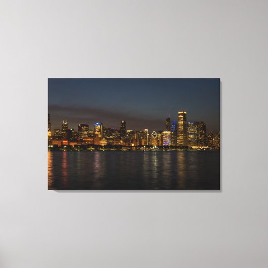 Chicago Night Cityscape Canvas Afdruk (Voorkant)