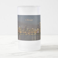 Chicago Night Cityscape Frosted Mok Souvenir