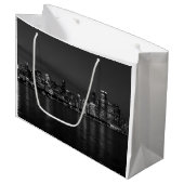 Chicago Night Cityscape Grayscale Groot Cadeauzakje (Voorkant Gekanteld)