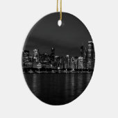 Chicago Night Cityscape Grayscale Keramisch Ornament (Rechts)
