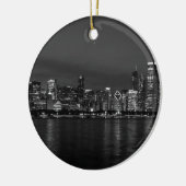Chicago Night Cityscape Grayscale Keramisch Ornament (Links)