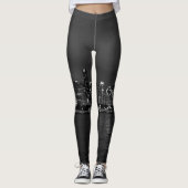 Chicago Night Cityscape Grayscale Leggings (Voorkant)
