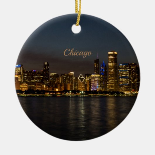 Chicago Night Cityscape Ornament Souvenir (Voorkant)