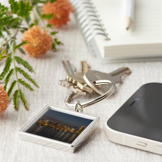 Chicago Night Cityscape Sleutelhanger (Zijkant)