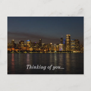 Chicago Night Cityscape Thinking You Briefkaart