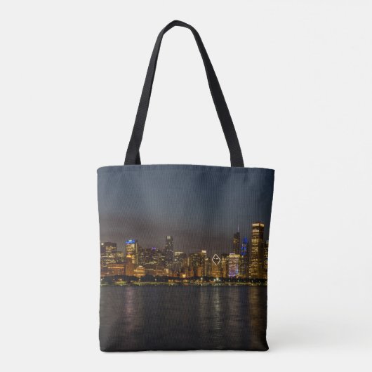 Chicago Night Cityscape Tote Bag (Achterkant)