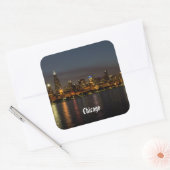 Chicago Night Cityscape Vierkante Sticker (Envelop)