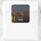 Chicago Night Cityscape Vierkante Sticker (Tas)