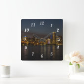 Chicago Night Cityscape Wandklok (Huis)
