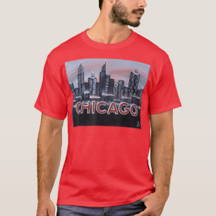 Chicago Night licht letters op in Red Dusk The Wi T-shirt
