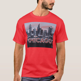 Chicago Night licht letters op in Red Dusk The Wi T-shirt