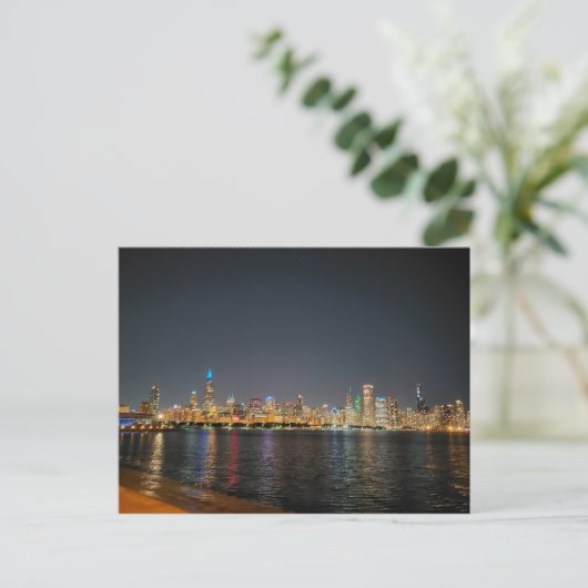 Chicago Night Skyline briefkaart (Staand voorkant)