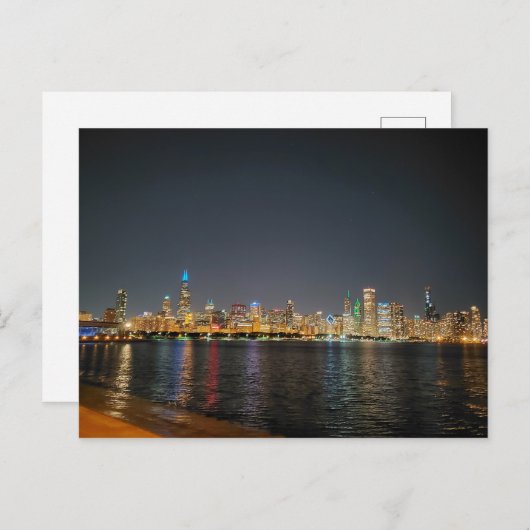 Chicago Night Skyline briefkaart (Voorkant / Achterkant)
