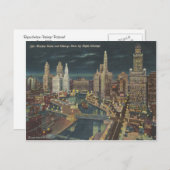  Chicago Night Skyline Briefkaart (Voorkant / Achterkant)