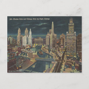 Chicago Night Skyline Briefkaart