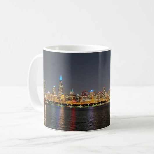 Chicago Night Skyline mok (Voorkant links)