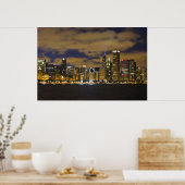Chicago Night Skyline Poster (Keuken)