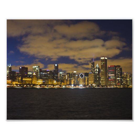 Chicago Night Skyline Print Foto Afdruk (Voorkant)