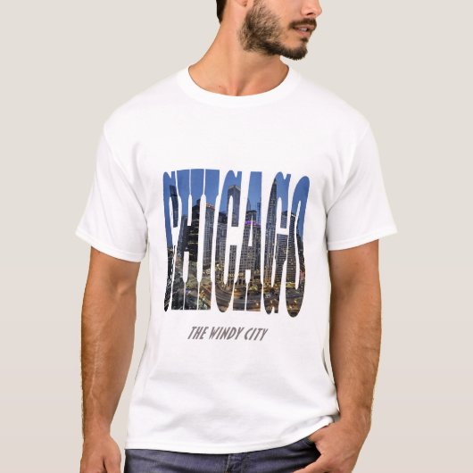 Chicago Night Skyline T-shirt (Voorkant)