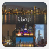 Chicago Night Vierkante Sticker (Voorkant)