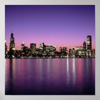Chicago Nitetime Skyline Poster