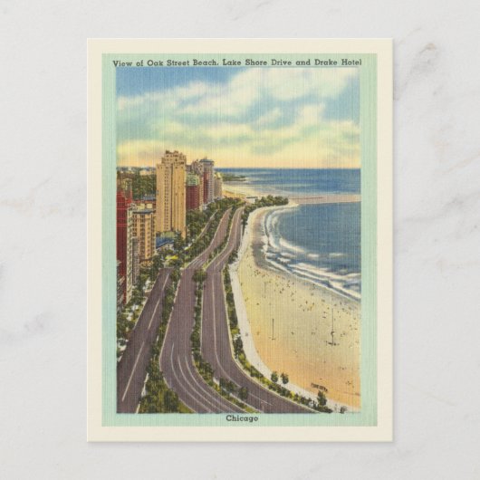 Chicago  Oak St. Beach Lake Shore Drive Briefkaart (Voorkant)