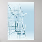 Chicago Oceaan Kaart Print Muurkunst Poster Cadeau (Voorkant)