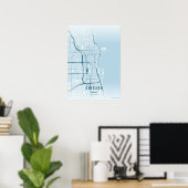 Chicago Oceaan Kaart Print Muurkunst Poster Cadeau (Thuiskantoor)