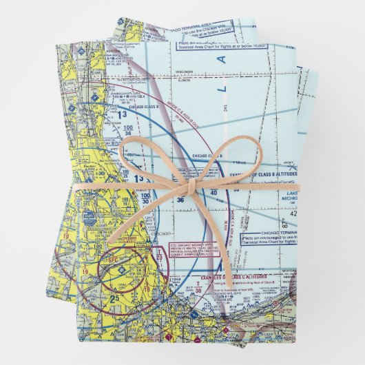 Chicago O'Hare Aeronautical Chart Inpakpapier Vel (In situ)