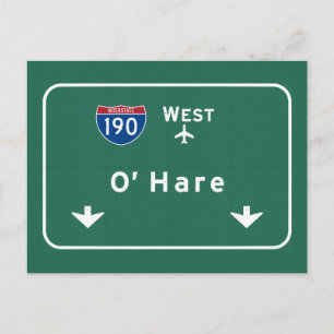 Chicago O'Hare Airport I-190 W Interstate Illinois Briefkaart